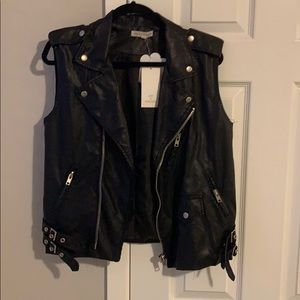 Black leather vest